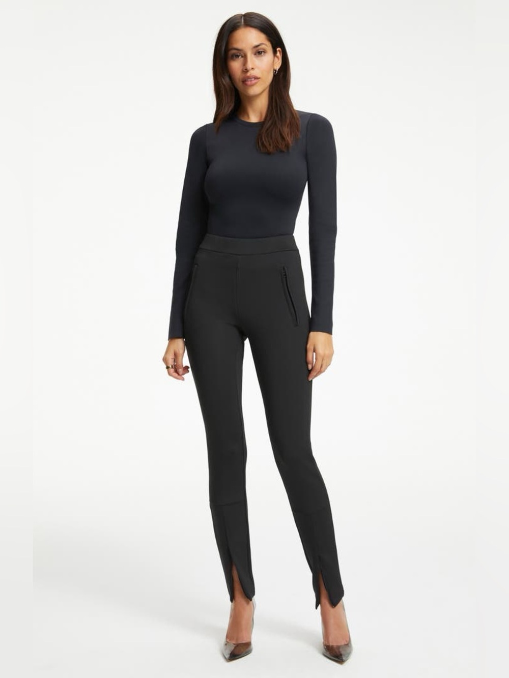 Good American Pull-On Slit Hem Slim Fit Scuba Pants 2